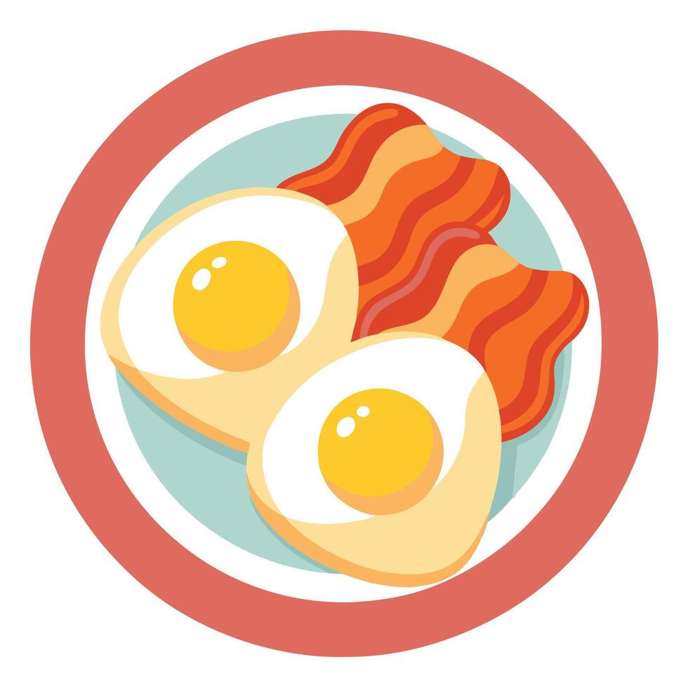 Delicious fried eggs with bacon on a Plate isolated on transparent background Remove . Clipping P vector