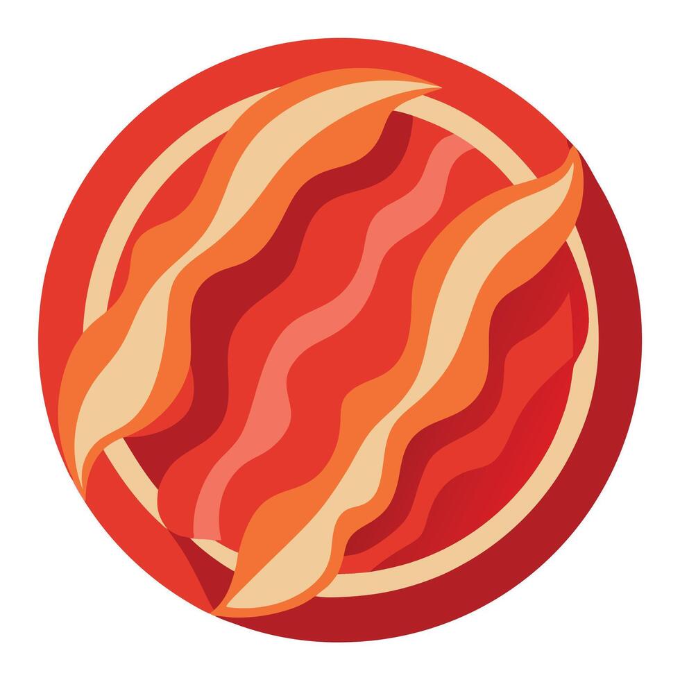 A macro image of a texture of freshly cooked red greasy crispy turkey bacon. Close-up. filling the f vector