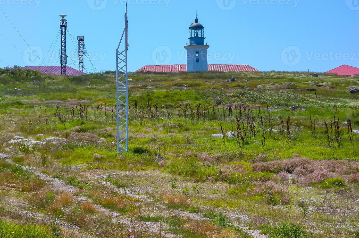 View of the lighthouse of Serpent Island -or Zmiinyi Island- in summer, Ukraine photo