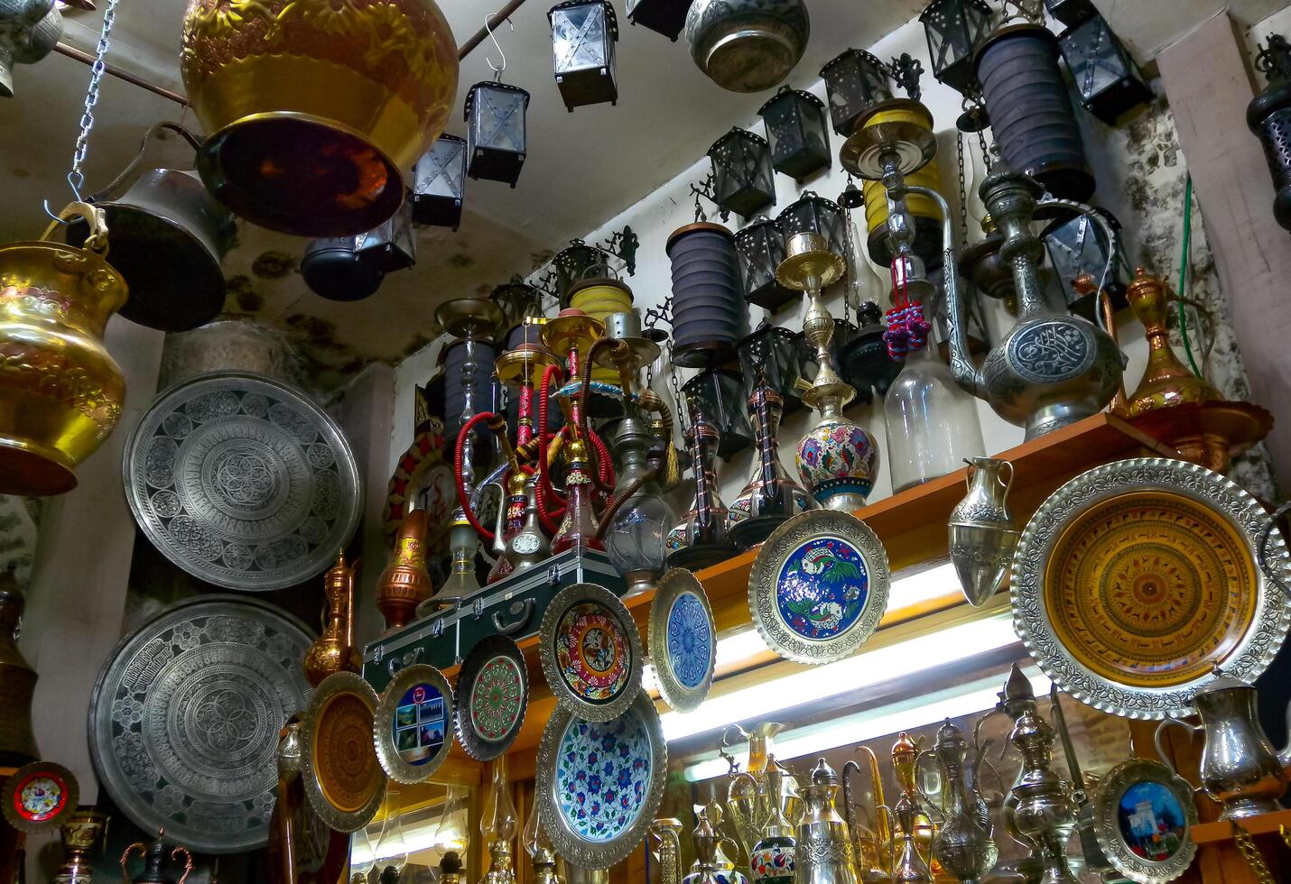 TRABZON, Turkiye - OCTOBER 22, 2014 - Sale of souvenirs and antiques in small shops in Trabzon, Turkiye photo