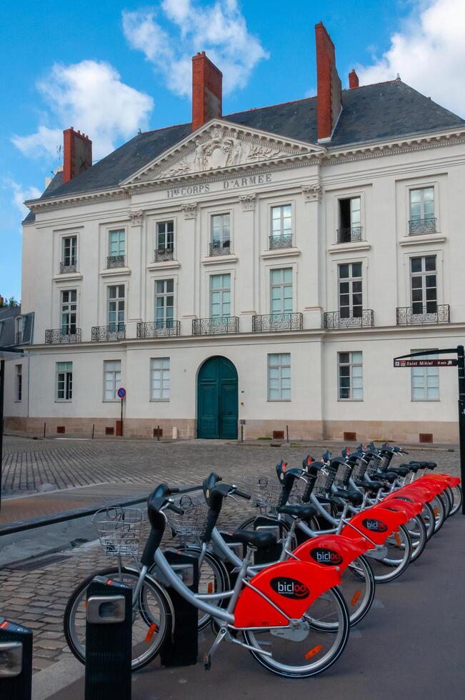 NANTES, FRANCE - SEPTEMBER 12, 2017 - bicycle rental in the city center in Nantes, France photo