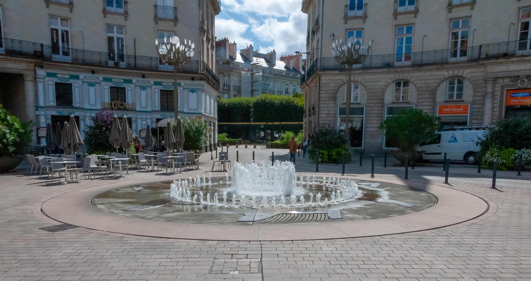 NANTES, FRANCE - SEPTEMBER 12, 2017 - Nantes - Place Graslin, fountain in the center of the square, France photo