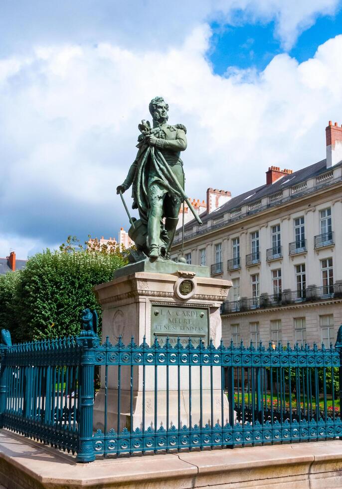 NANTES, FRANCE - SEPTEMBER 12, 2017 - Statue of Pierre Cambronne, General of the French Empire, Nantes, Loire-Atlantique, France photo