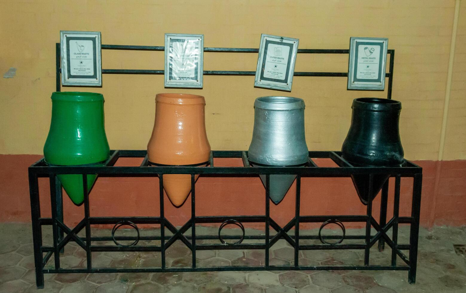 EGYPT, MARSA ALAM- FEBRUARY 24, 2019 separate collection of garbage in jugs near the hotel in Egypt photo