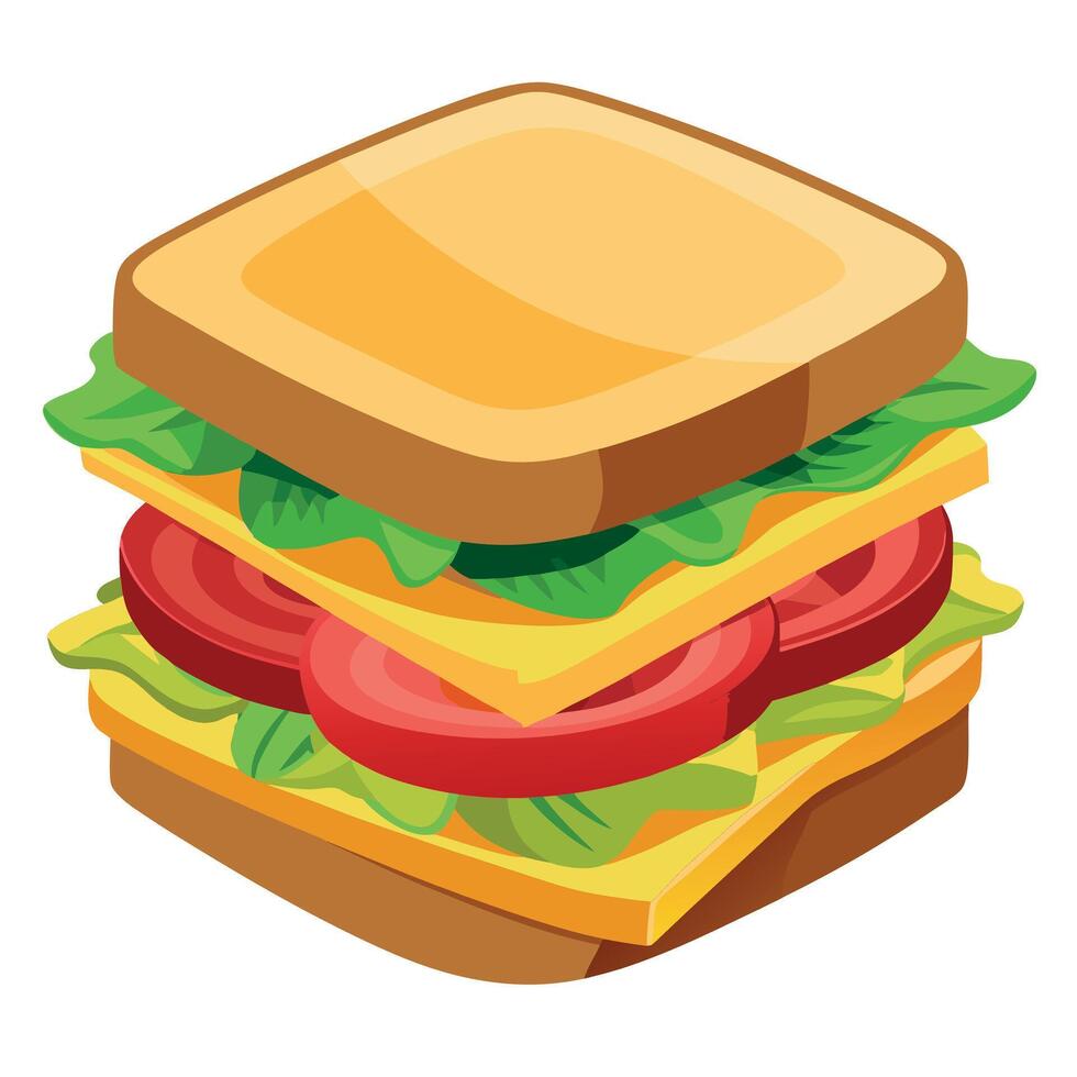 Deliciously toasted sandwich stacked high with fresh ingredients. perfect for a comforting meal or s vector