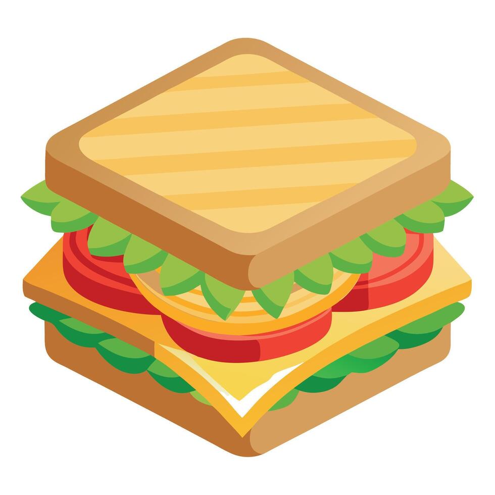 Delicious grilled sandwich layered with fresh ingredients. perfect for lunchtime or snack time enjoy vector