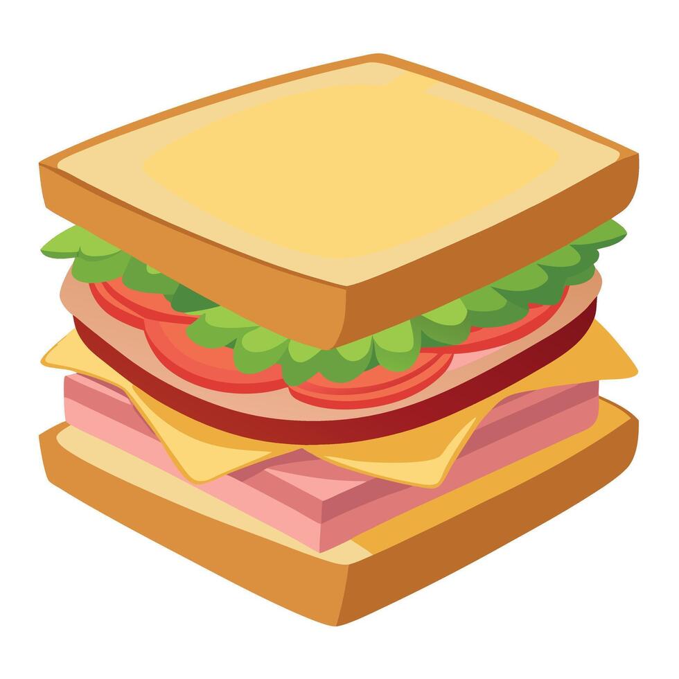 Deliciously stacked sandwich with layers of ham. cheese. and crispy bread. perfect for a hearty meal vector