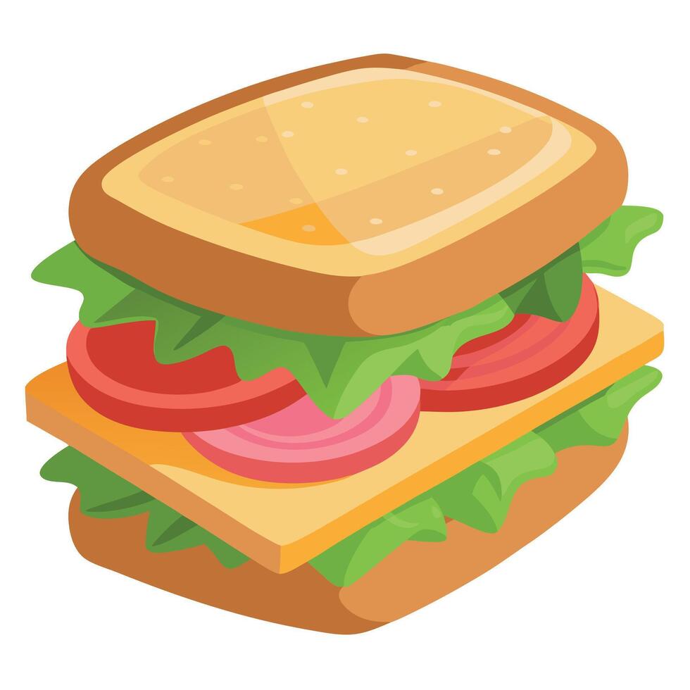 A delicious sandwich stacked with fresh lettuce. savory ham. and toasted bread. perfect for a satisf vector