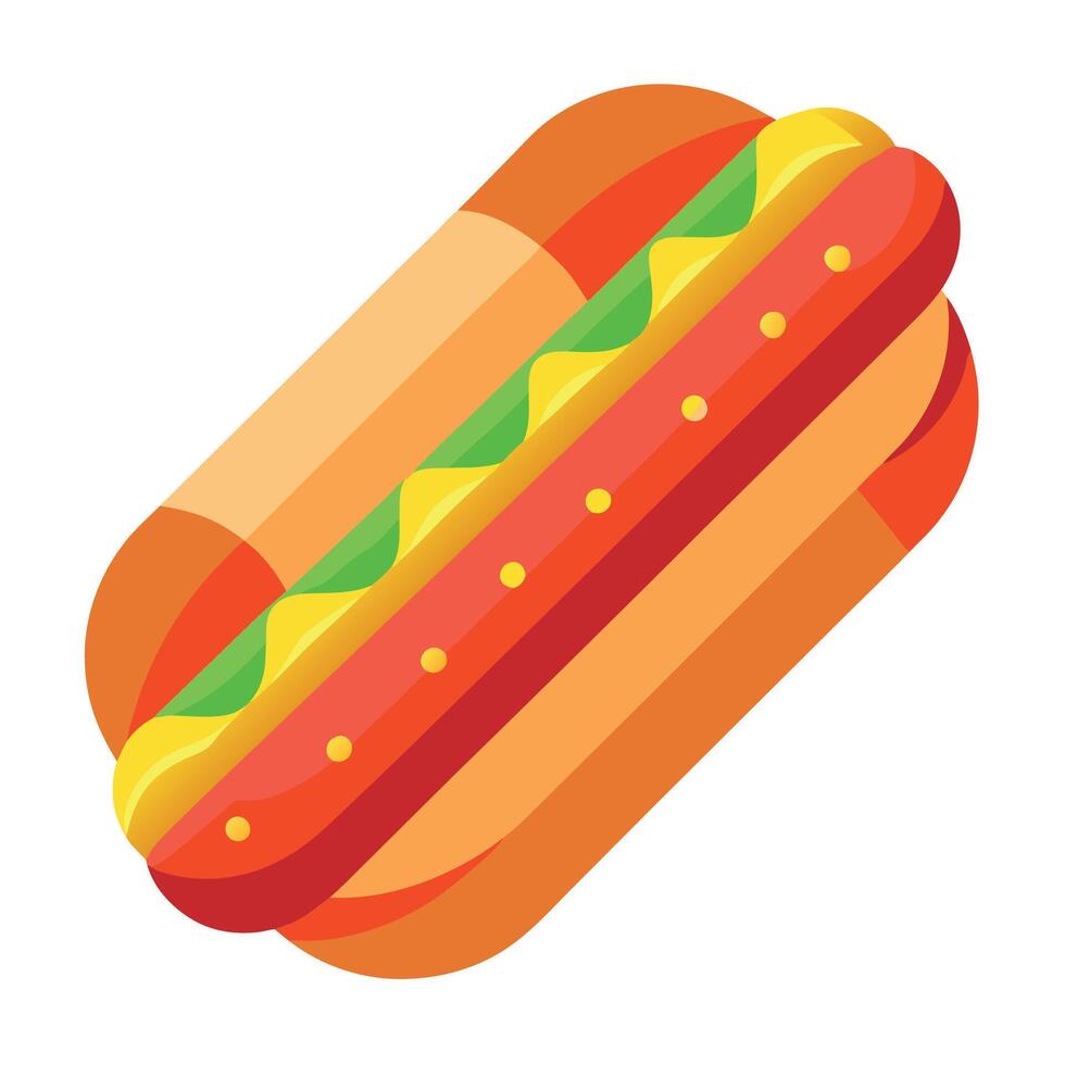Hot dog with all the tasty toppings flat design front view delicious snack theme 3D render Triadic C vector