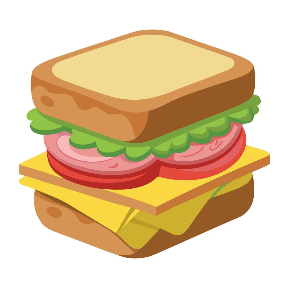A delicious sandwich with layers of ham. cheese. and pickles. grilled to perfection and served on ru vector