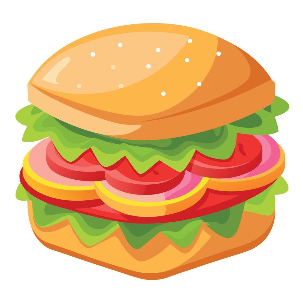 Delicious sandwich filled with fresh tomatoes. lettuce. and assorted meats. perfect for a hearty lun vector