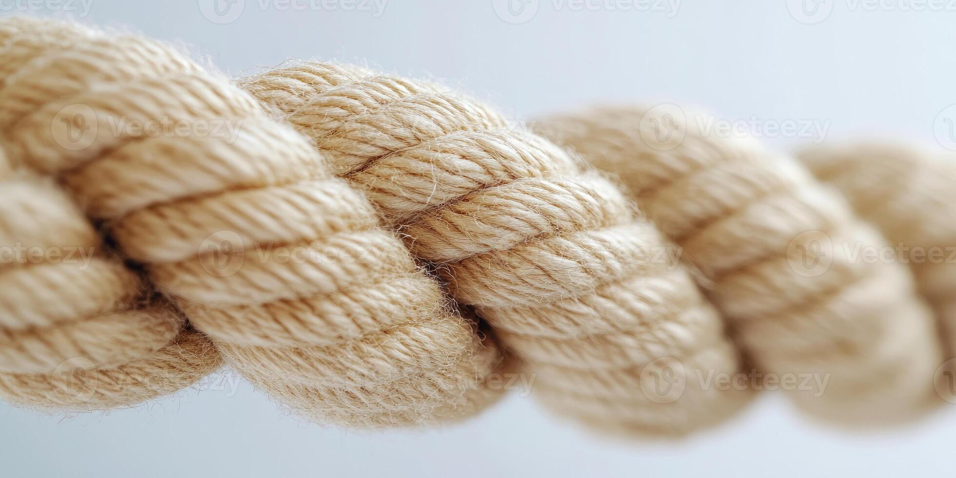 Close-up of a Twisted Beige Rope with Detailed Texture photo
