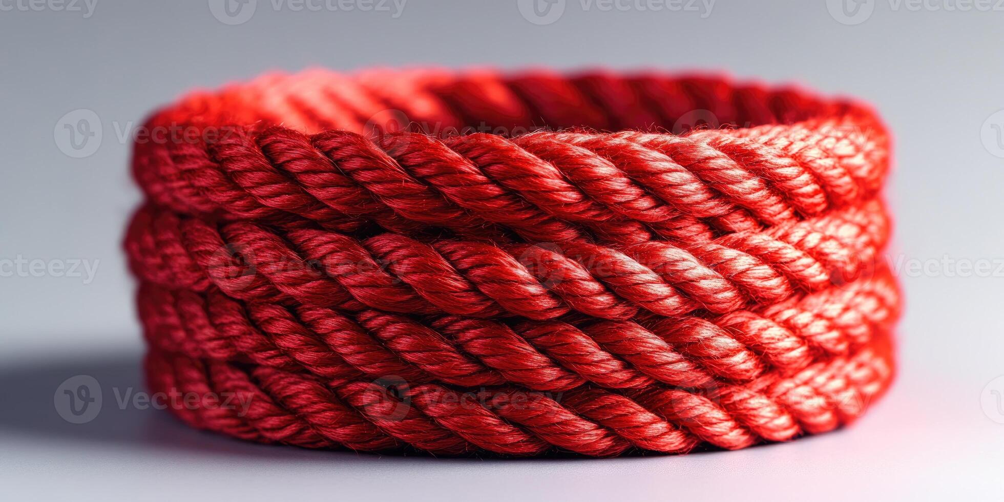 Close-up of a Red Rope Wound into a Circular Shape photo