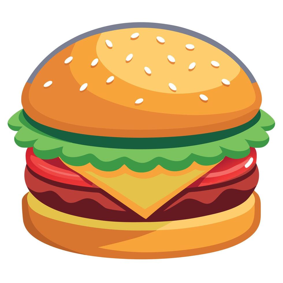 Detailed closeup of a juicy burger with fresh toppings. designed. vibrant and appetizing. fast food vector