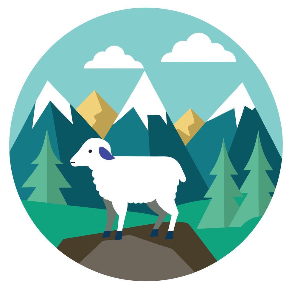 Sheep in the mountains vector
