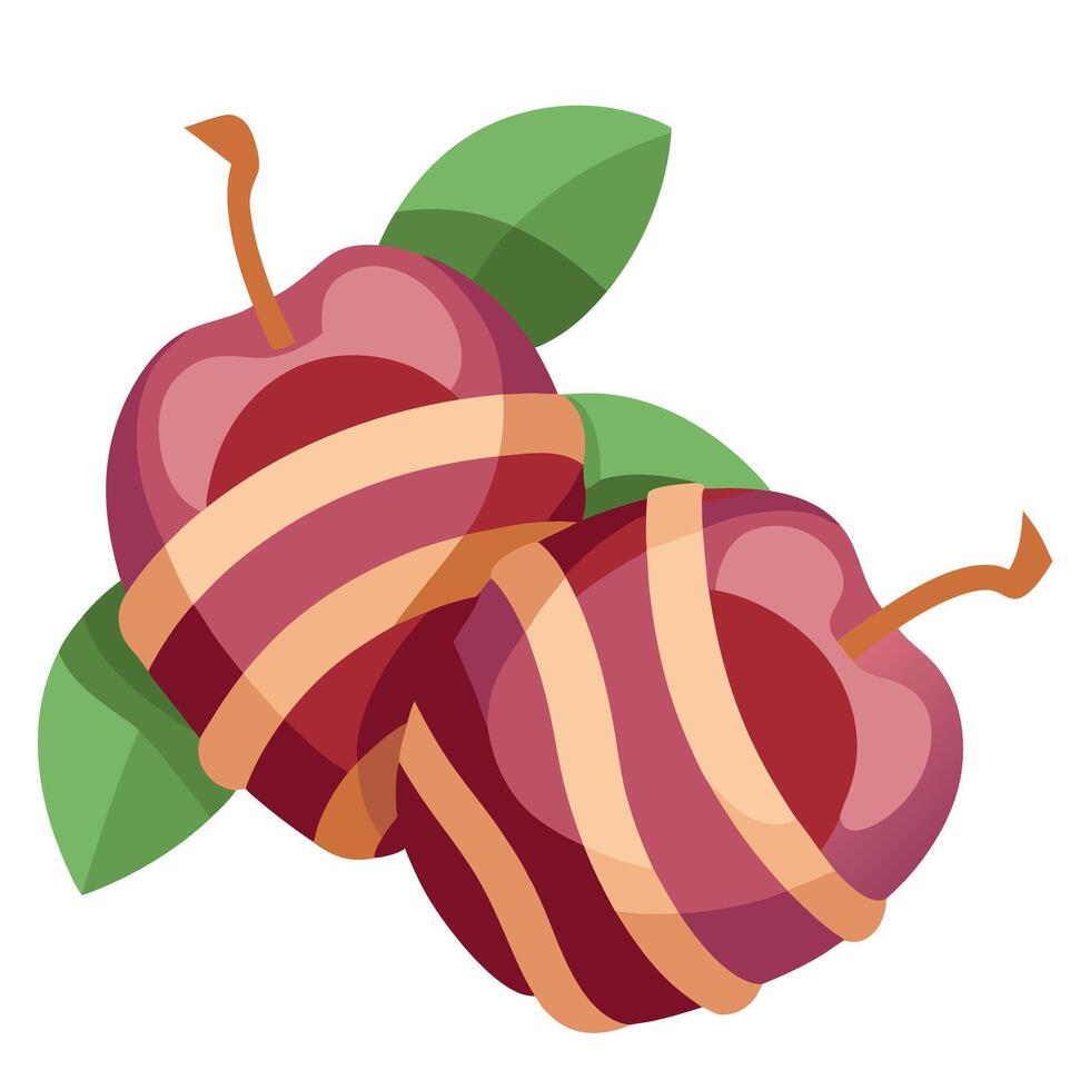 Plums wrapped in bacon vector