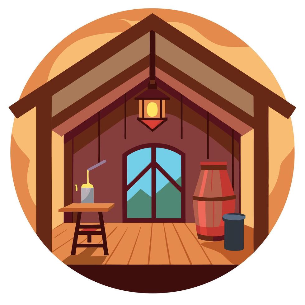 Wooden inside old barn vector