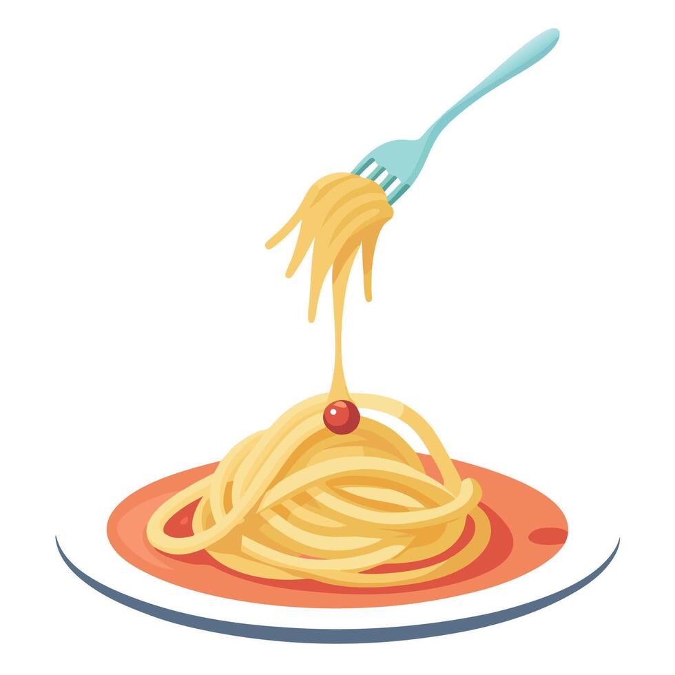 A close-up photo captures the indulgent delight of spaghetti carbonara being elegantly twirled on a vector