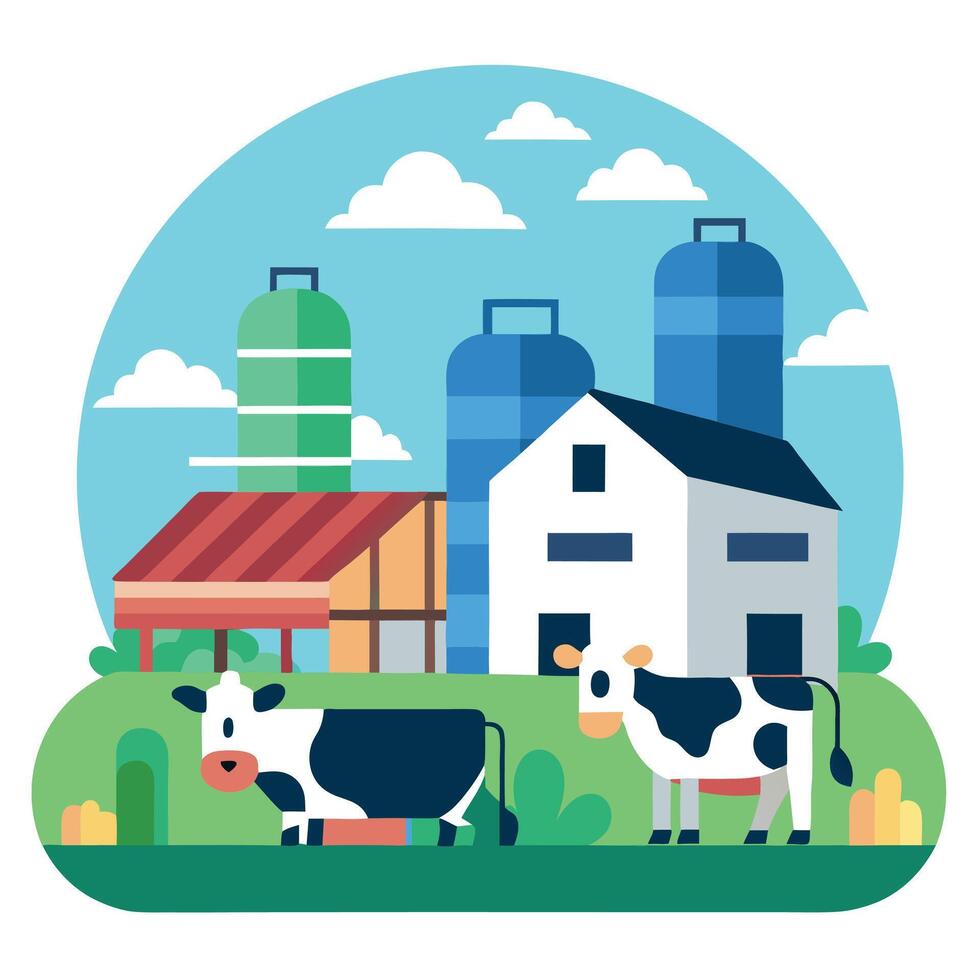 Dairy factory farm cows vector