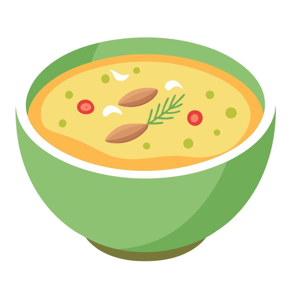 Indulge in the Creamy Leek Soup with a Savory Twist of Bac and a Generous Sprinkle of Cheese vector