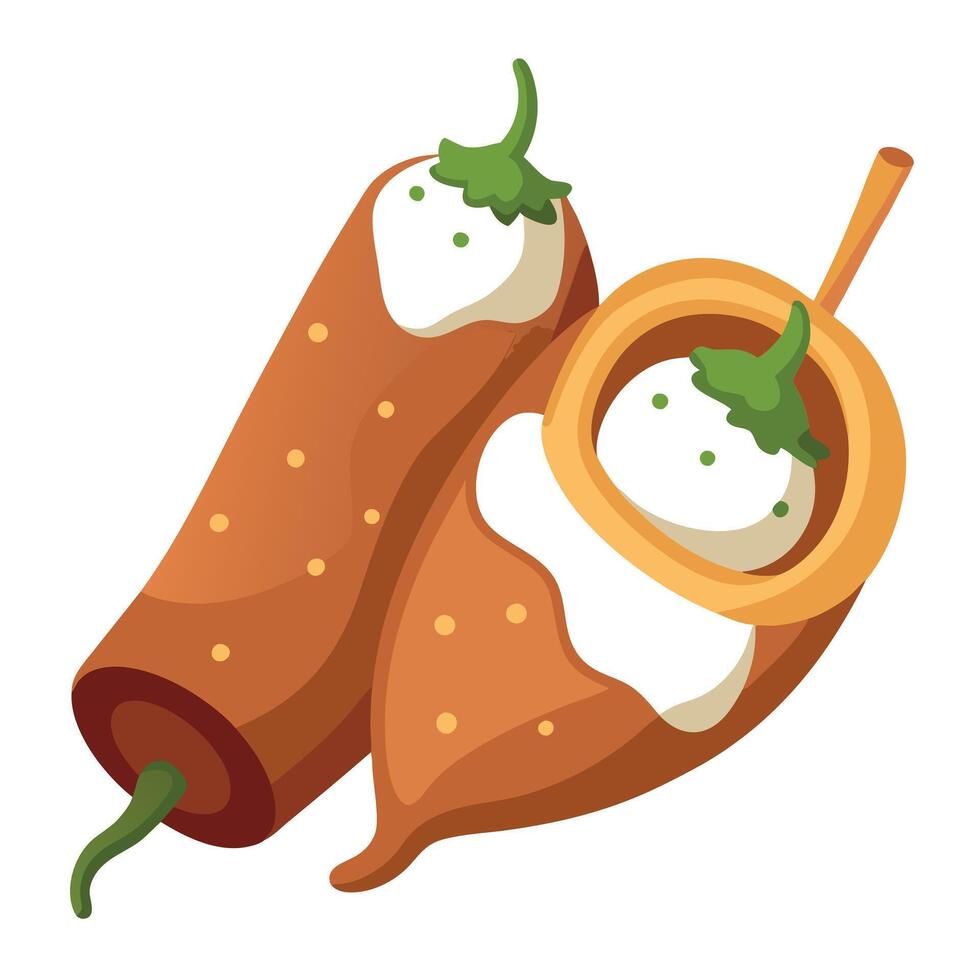 Jalapeno poppers stuffed with cream cheese and wrapped in bacon. served with ranch dressing. vector