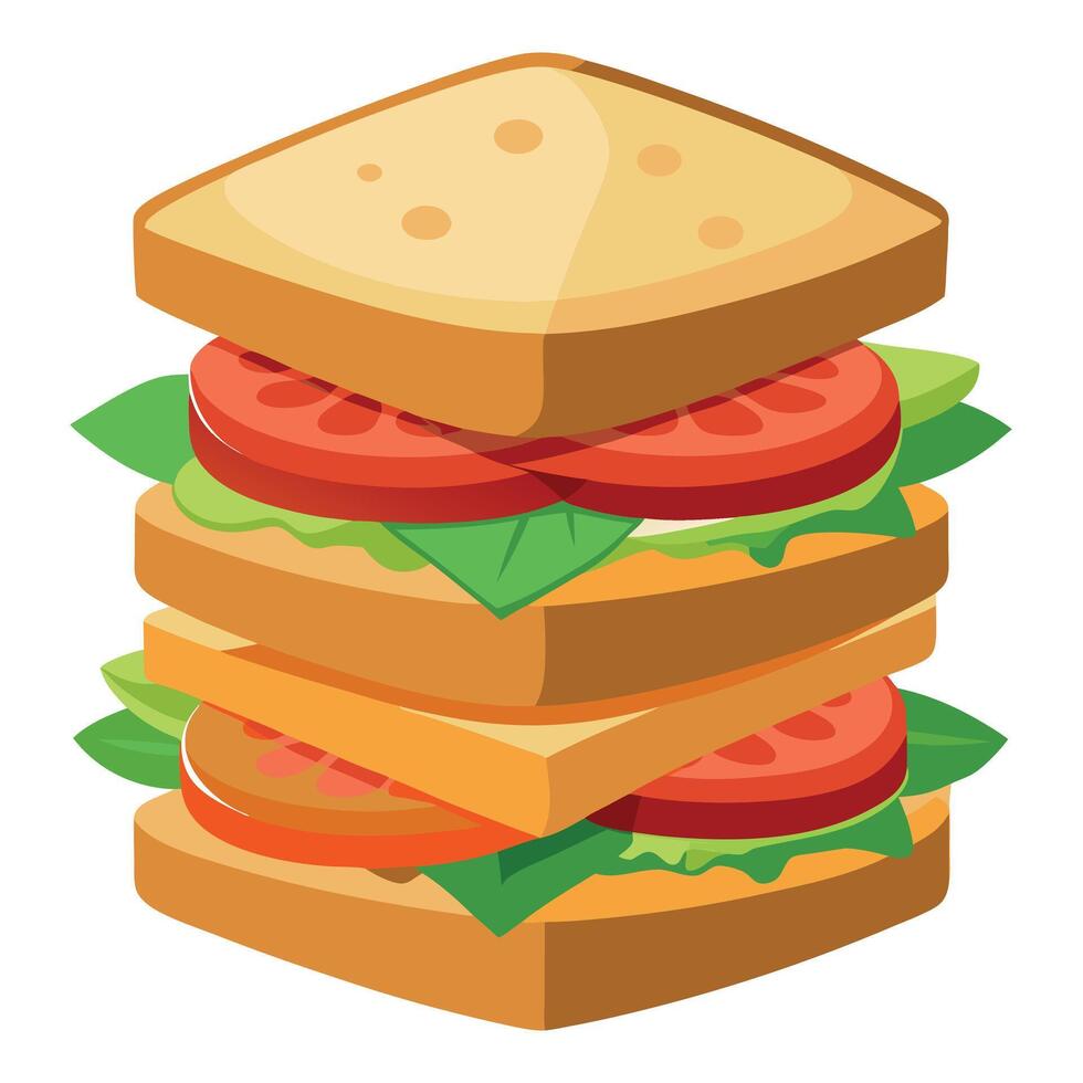 Close-up shot of stacked healthy sandwiches include with tomatoes. vegetables and turkey BLT vector