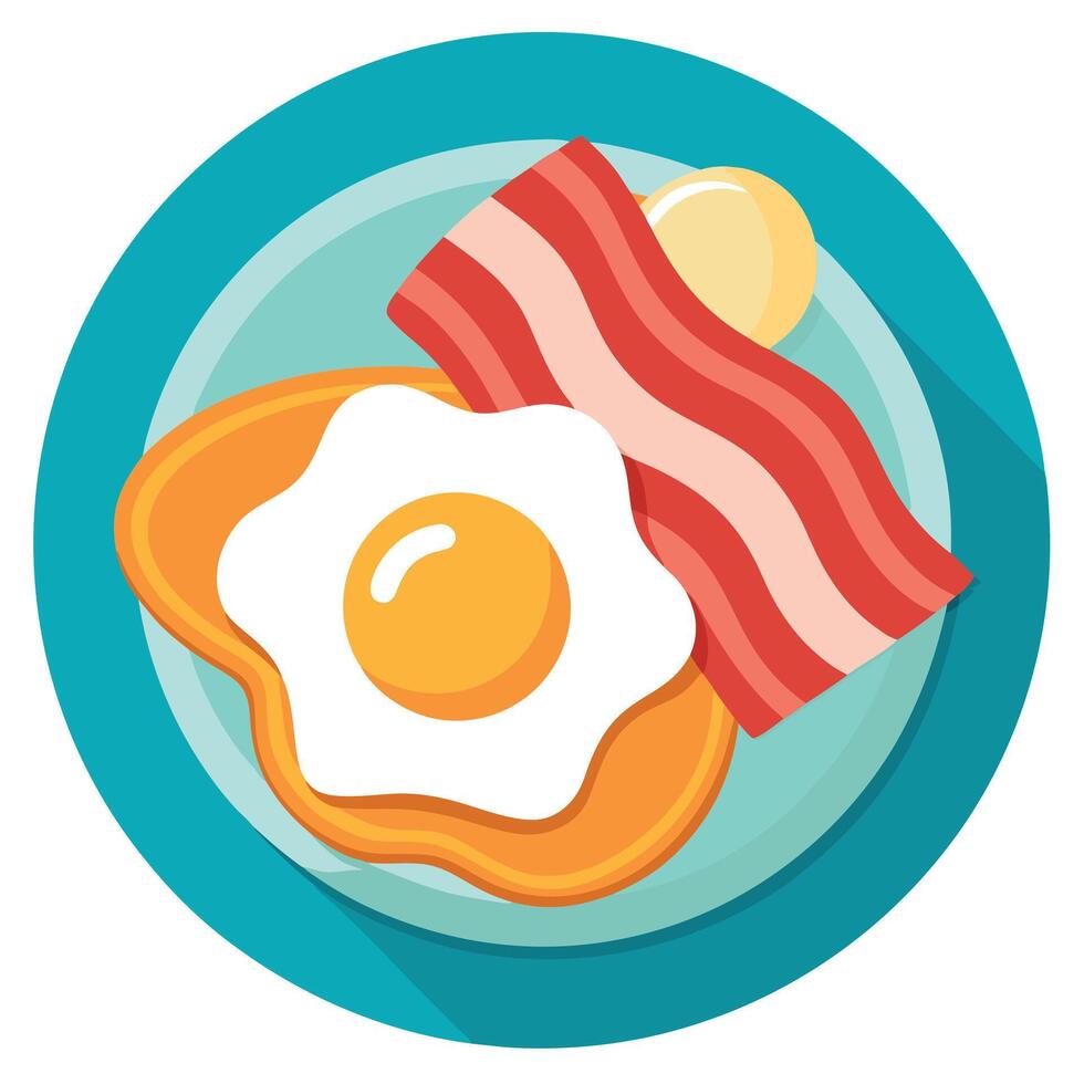 A delicious bacon and egg breakfast on a plate. Perfect for showcasing a hearty morning meal. vector