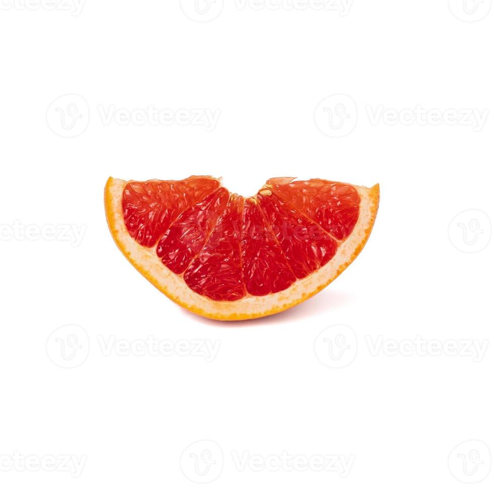 Pink ripe grapefruit slice on white isolated background photo