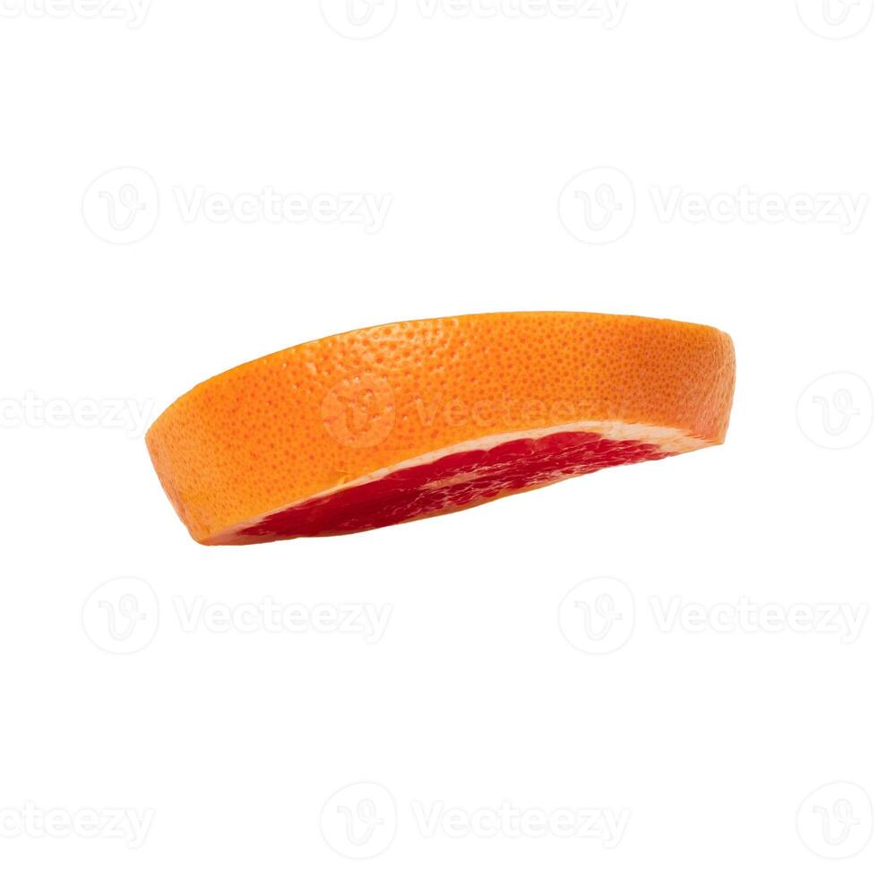 Pink ripe grapefruit slice on white isolated background photo