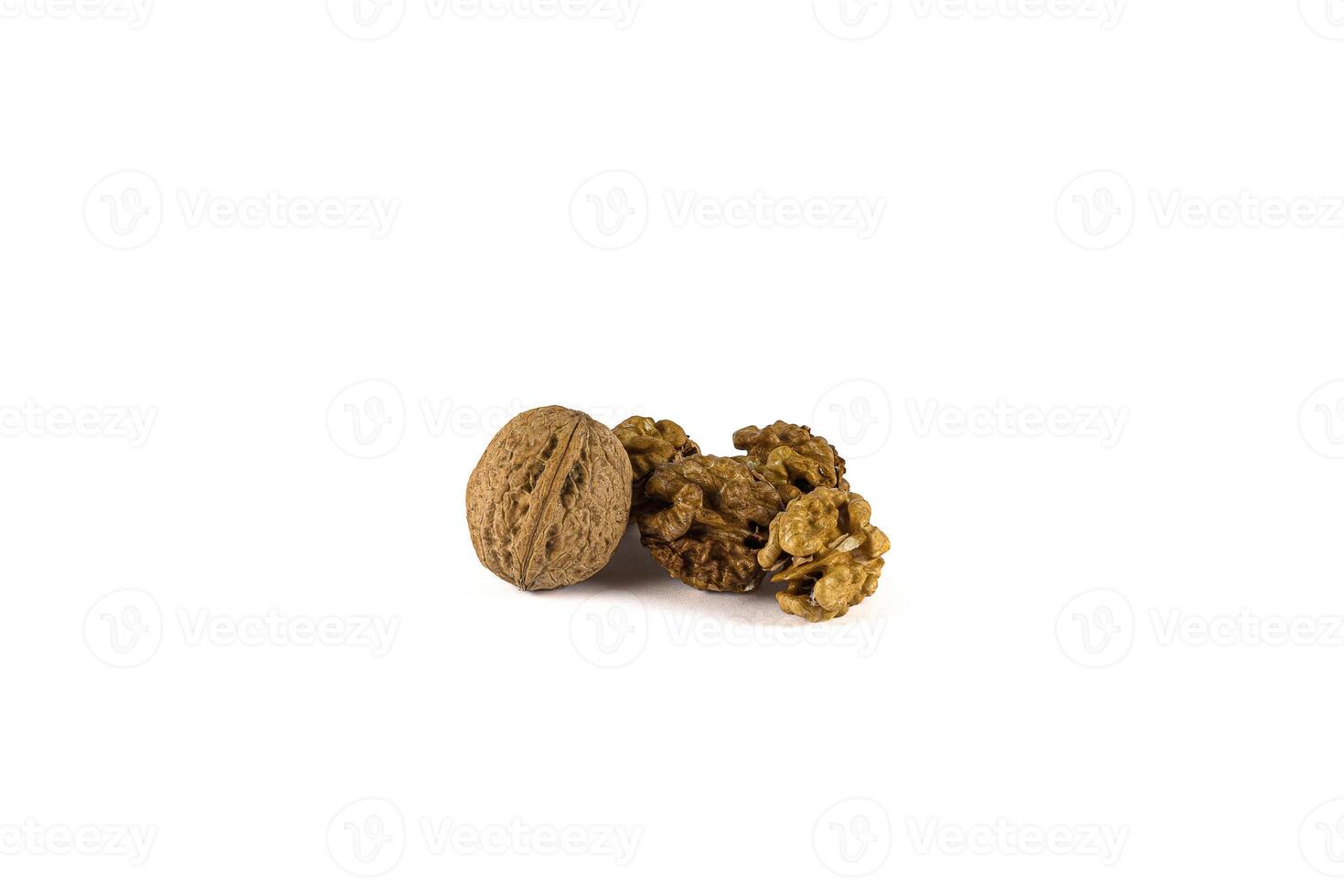 Pile of peeled walnuts, closeup. photo