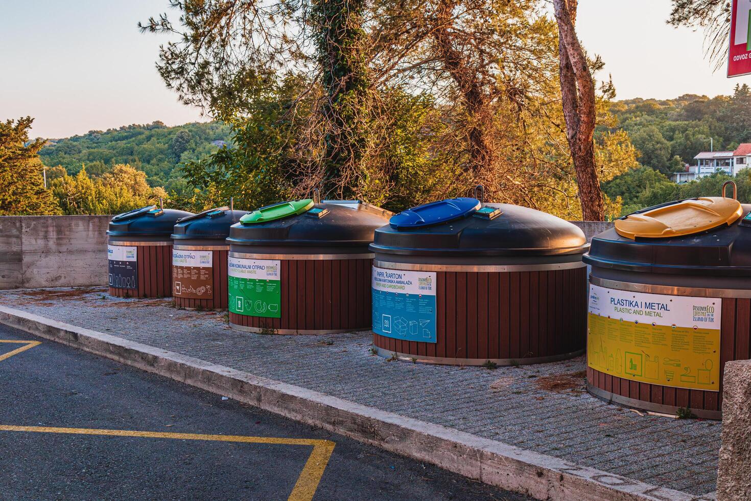 Krk Croatia 28.06.24Correct bins with inscriptions for sorting garbage photo