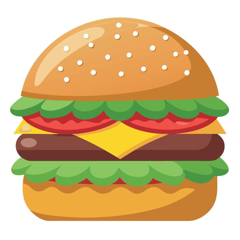 A close-up of a gourmet burger. piled high with toppings and served on a toasted brioche bun vector