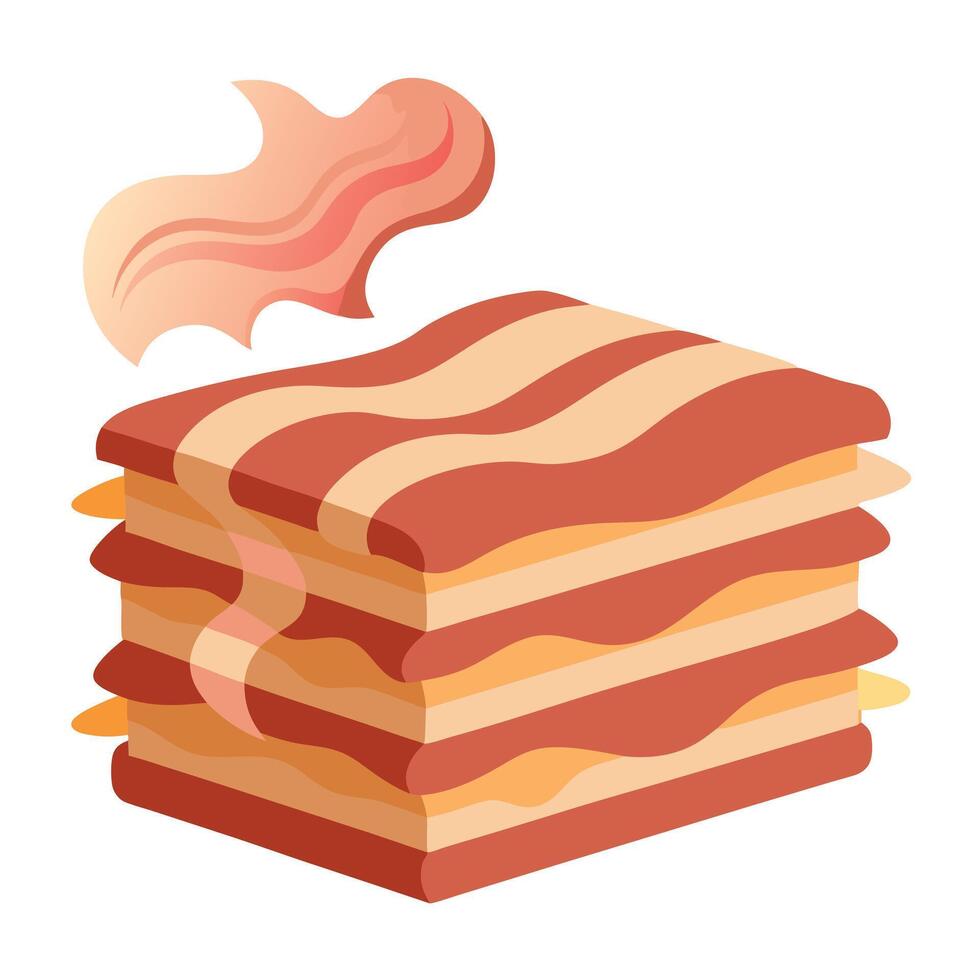 Bacons.stack of smoke bacons isolated on transparent background.transparency vector