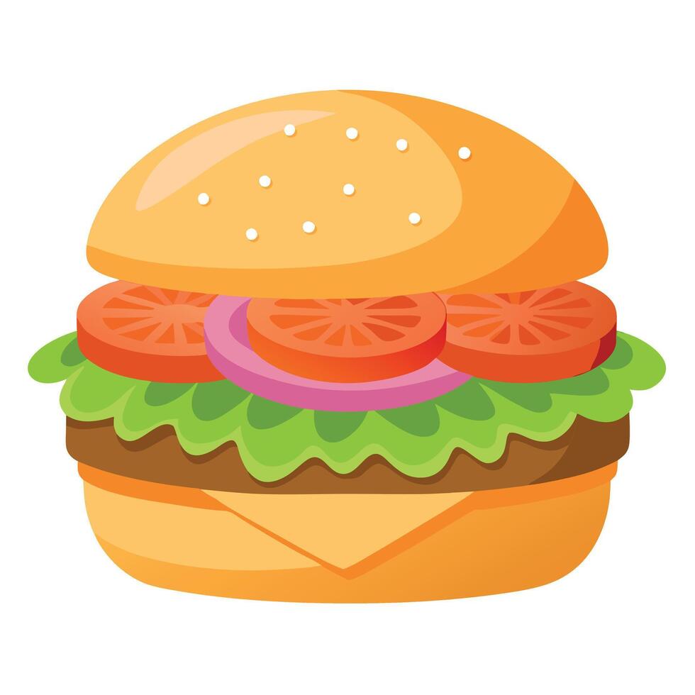 A homemade sandwich with orange spread. topped with onion. tomato and pickles vector