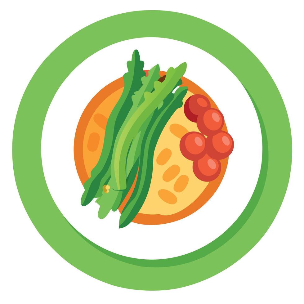 Green Beans Bacon. Country Style Dinner Dish with Fresh Legumes and Crispy Bacon vector