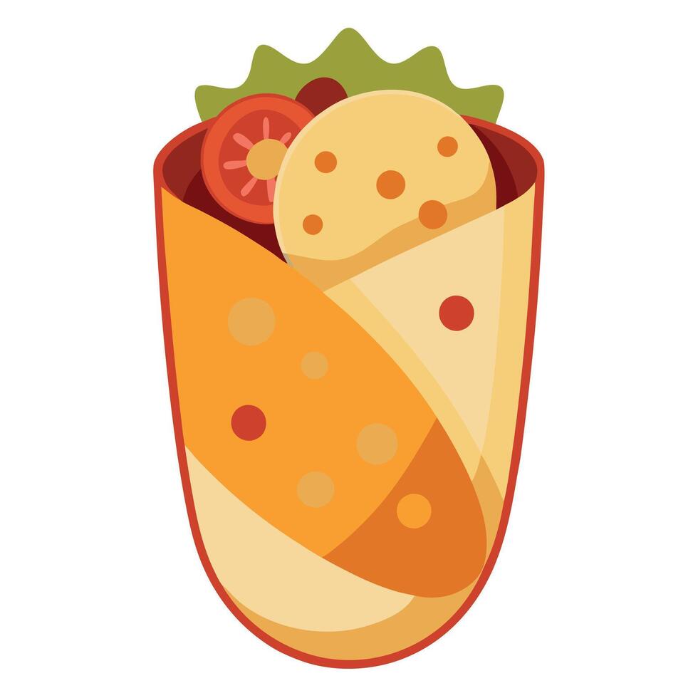 Burrito Breakfast. Spicy Chorizo Egg Burrito with Cheese and Potato. Delicious Morning Meal vector