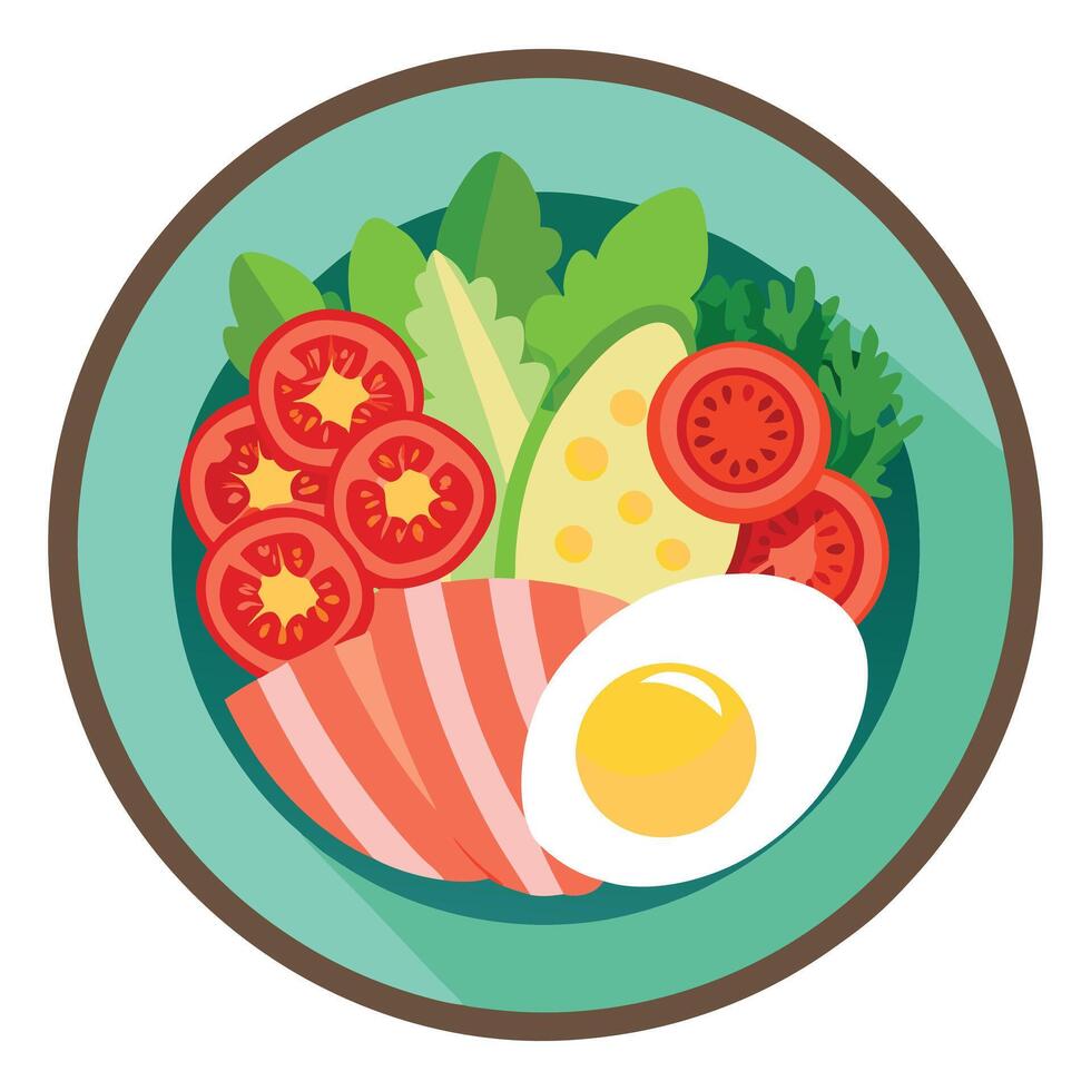 Cobb salad. Classic American salad with tomato. bacon. grilled chicken. eggs. avocado vector