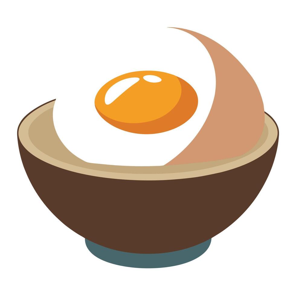 Earthy-hued unwashed egg in a bowl. promising creamy yolk and a delightful breakfast. vector