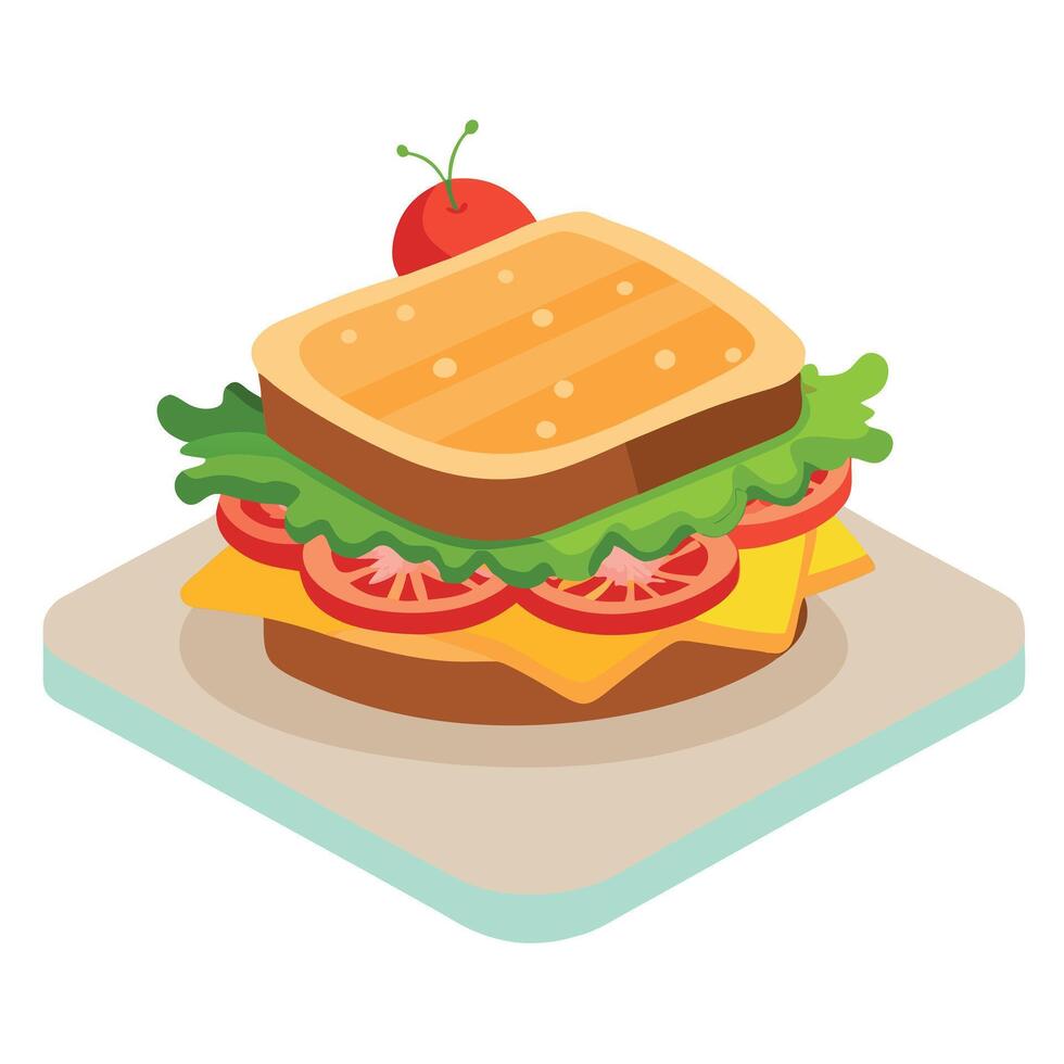 BLT sandwich. bacon lettuce and tomato on whole wheat bread in a white kitchen on the table for lunc vector