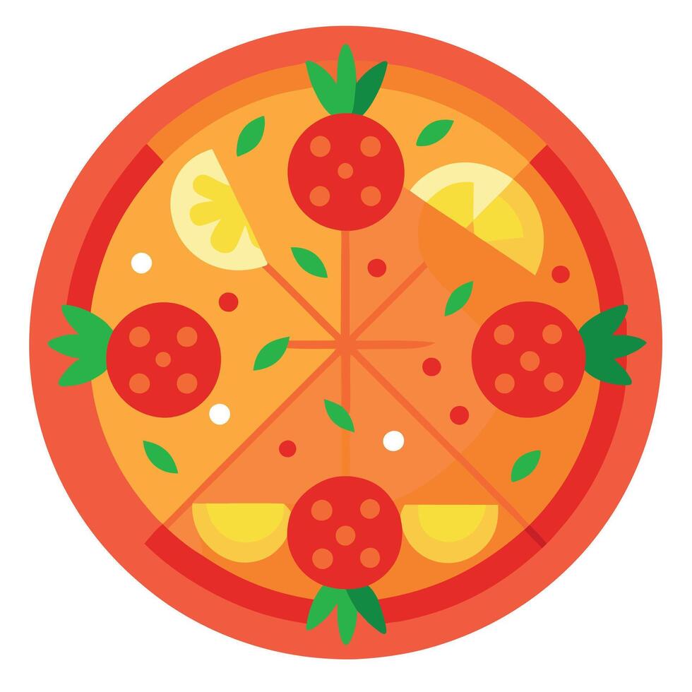 Homemade chicken and pineapple Hawaiian pizza with red sauce crispy crust and tomatoes on light back vector