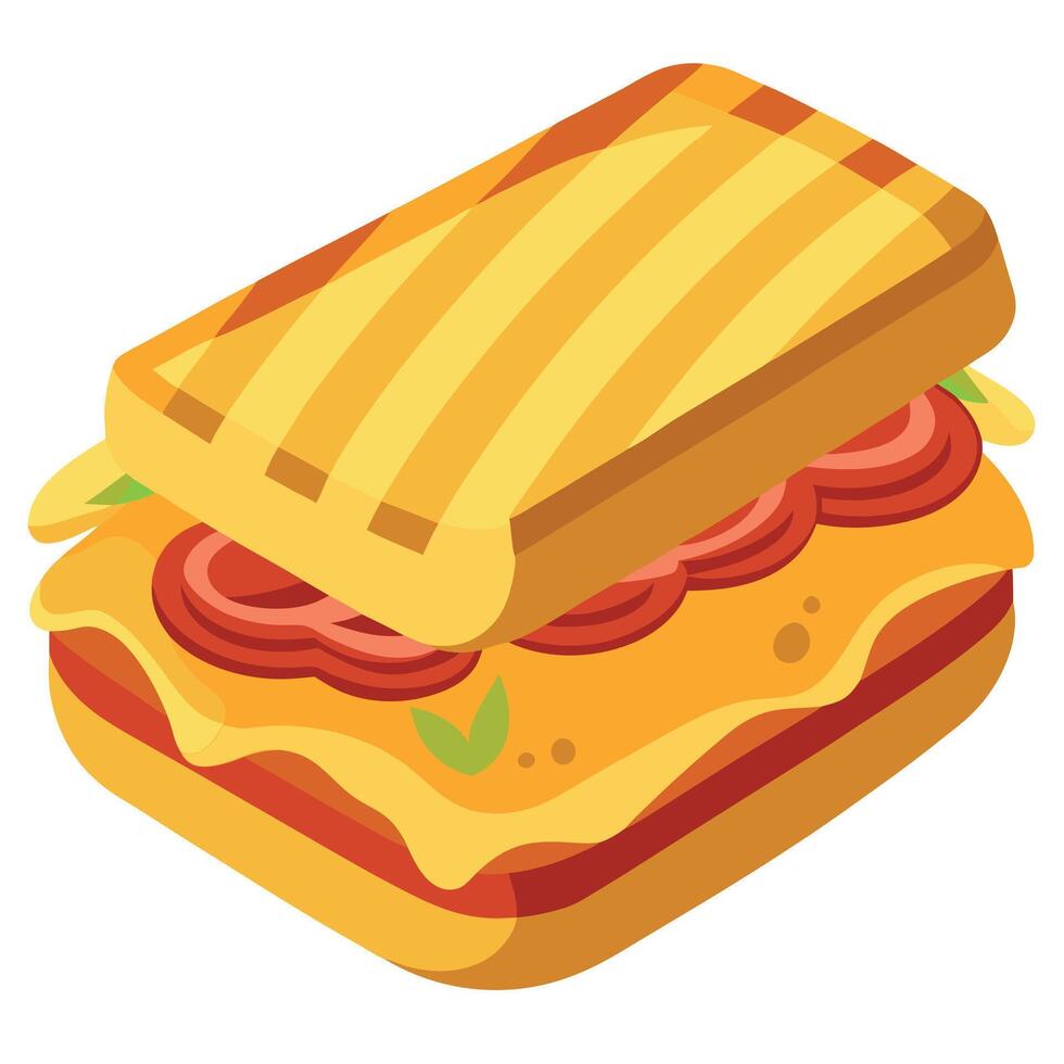 A delicious grilled sandwich layered with gooey cheese and crispy bacon. perfect for a hearty meal o vector