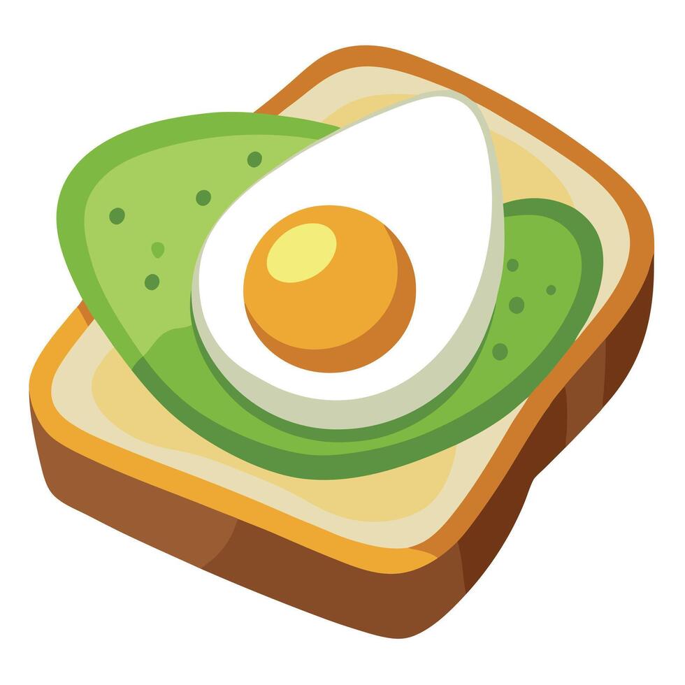 Delicious Avocado Toast with Fried Egg Isolated on Transparent Background - Healthy Breakfast Deligh vector