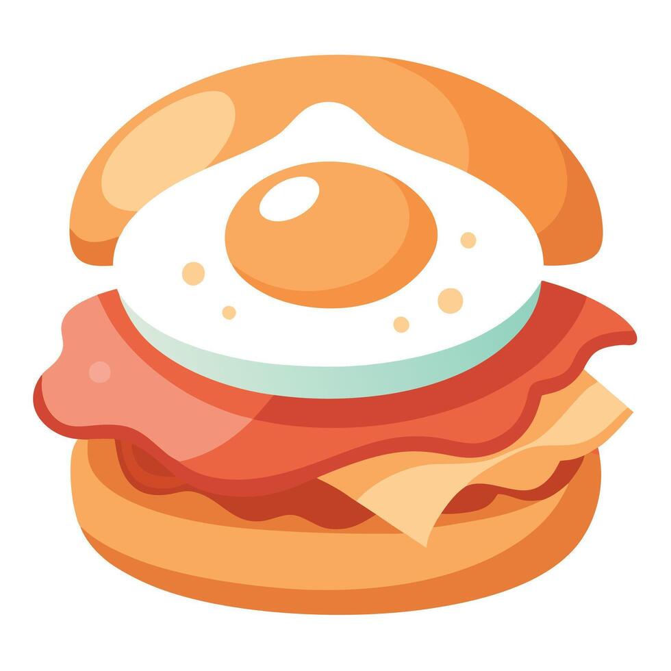 British bacon butty with crispy bacon. fried egg. and HP sauce on a soft roll . British. bacon butty vector