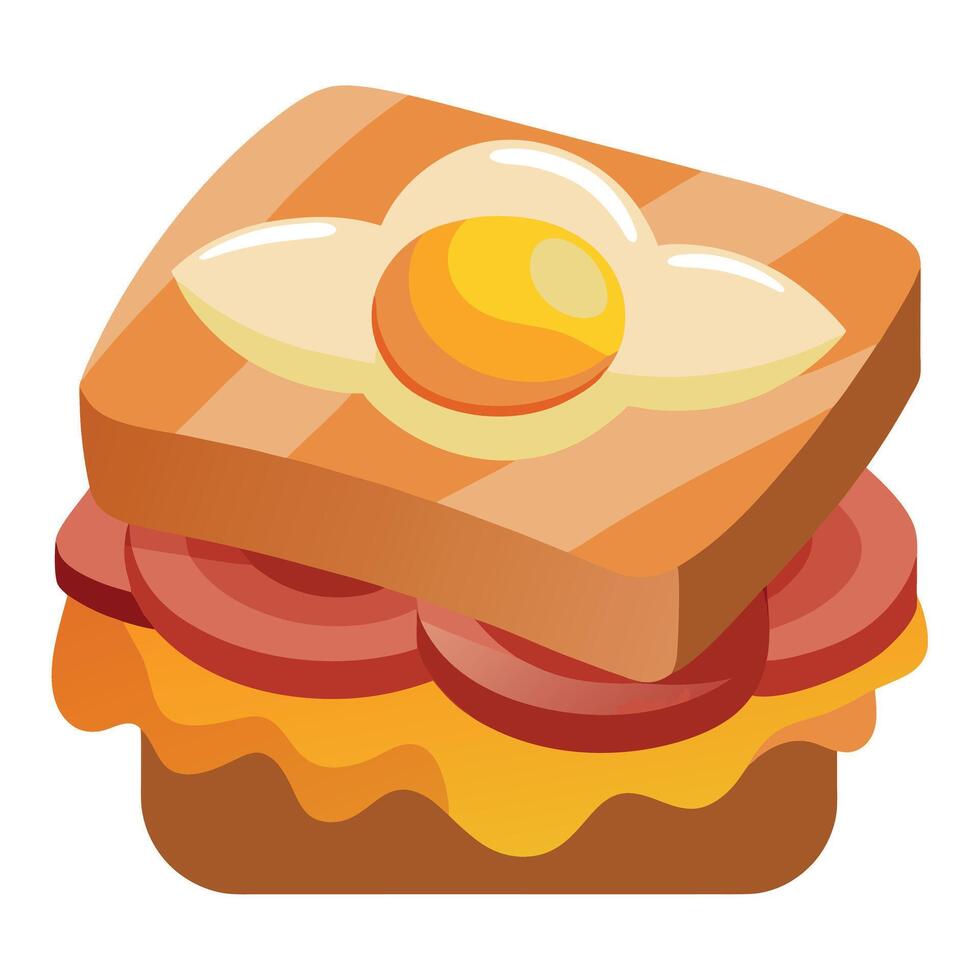 Bacon. Egg. and Cheese Sandwich Isolated on Transparent or White Background. vector