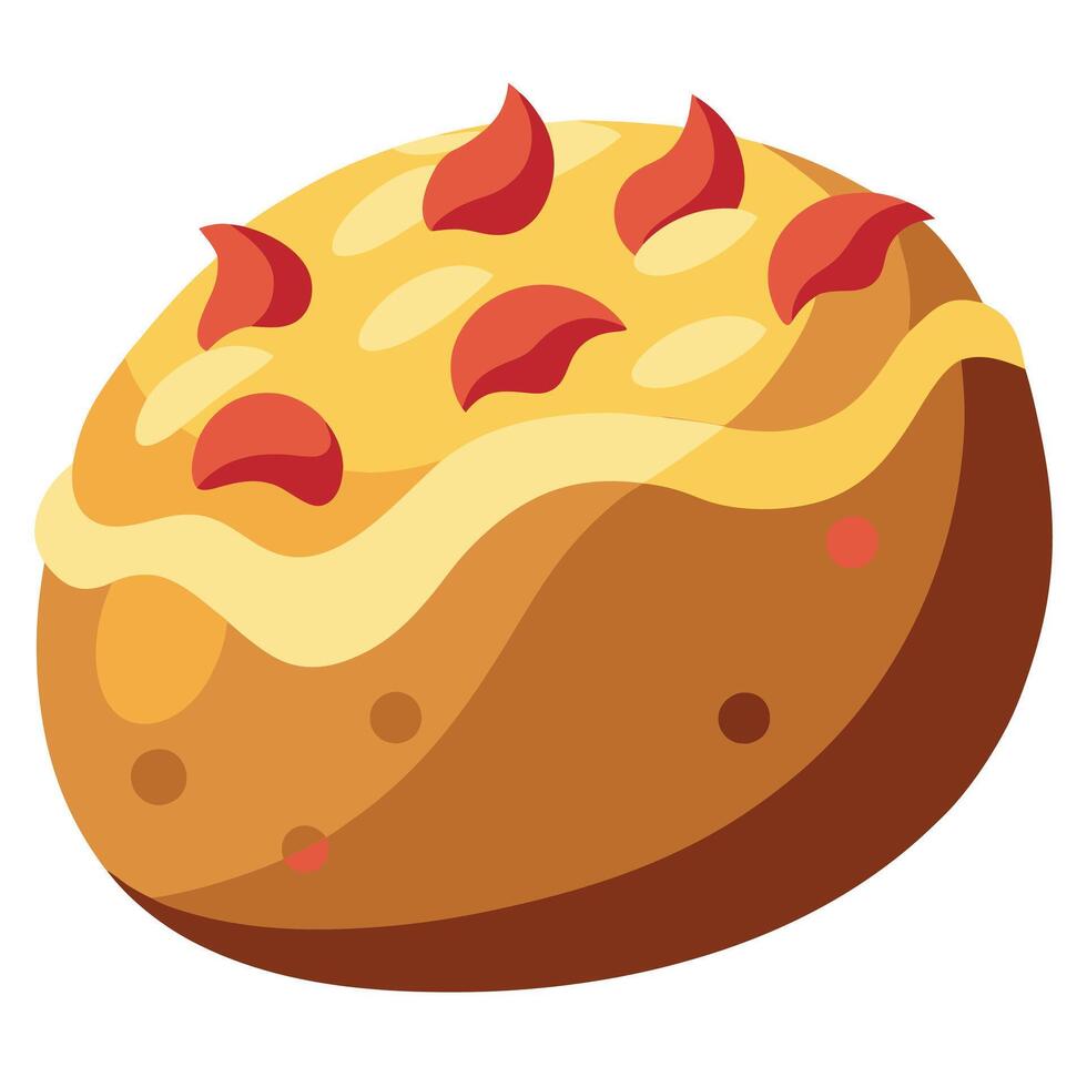 Delicious Loaded Baked Potato with Bacon and Cheese Isolated on Transparent Background vector