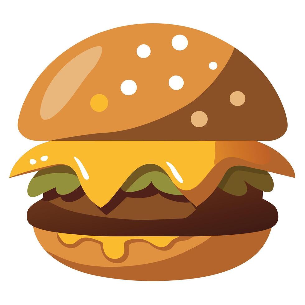 Grilled portobello mushroom burger with melted cheese and caramelized onion vector