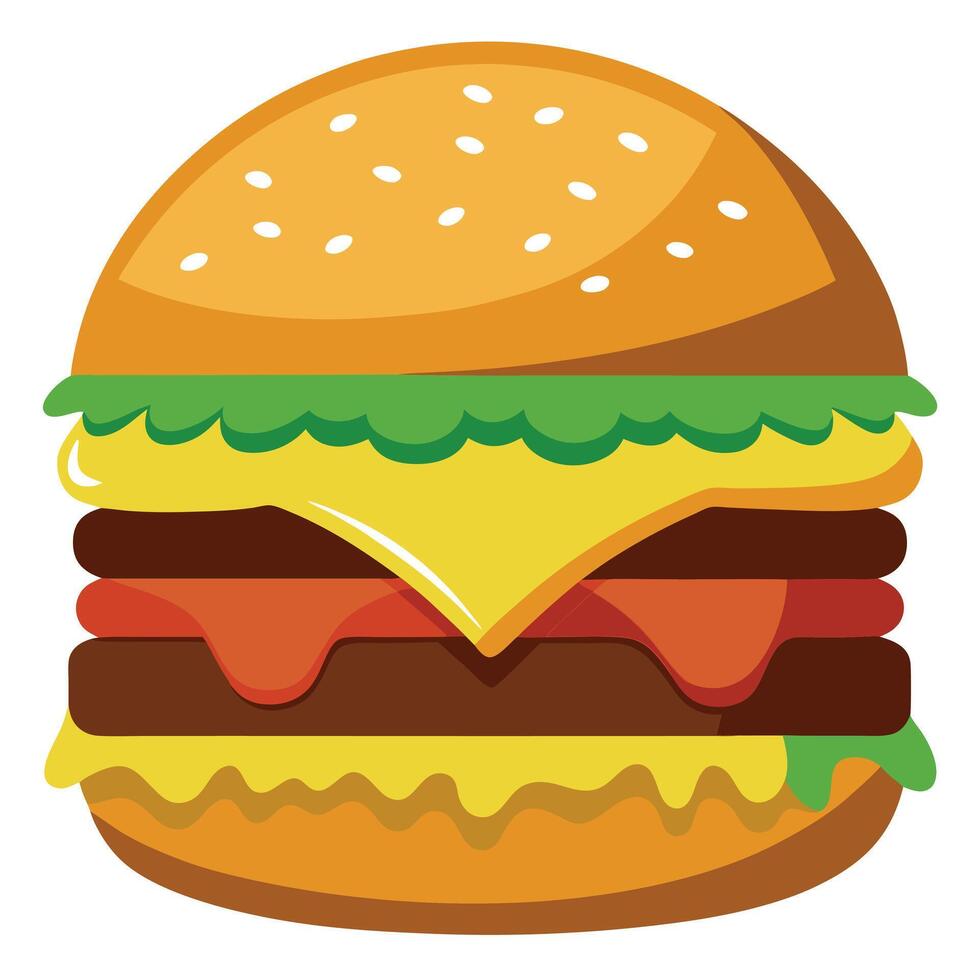 High-definition capture of a gourmet burger. layers visible. melting cheese vector