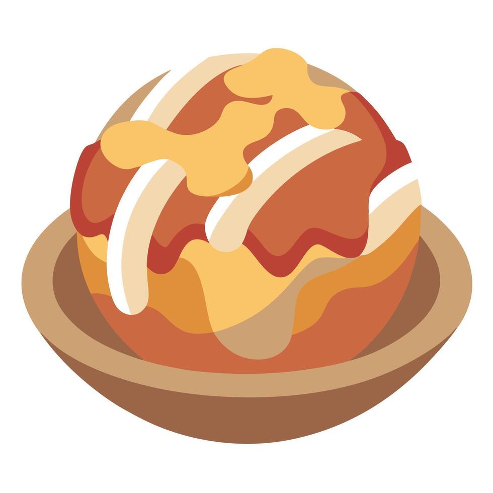 Bacon Cheese Takoyaki - Bacon and cheese inside. with a cheese sauce on top. vector