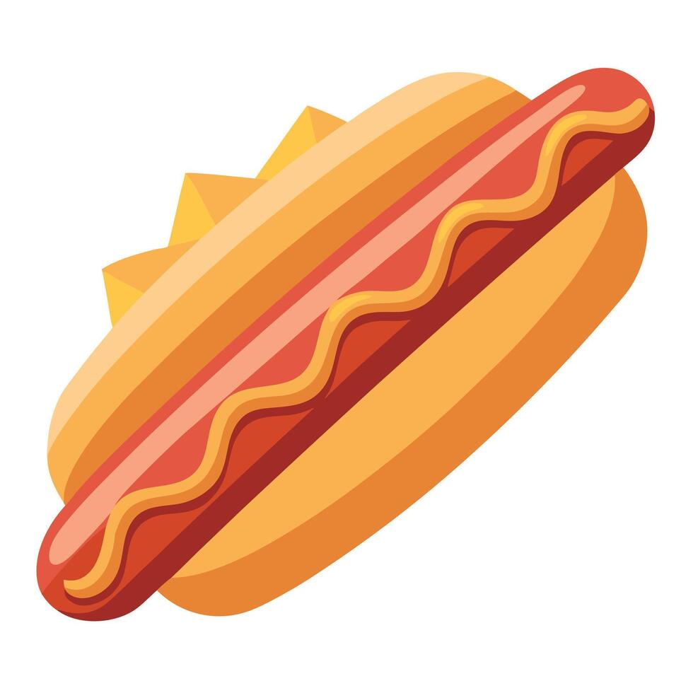 A hotdog with bacon and cheddar cheese mid-flight. isolated on transparent background. file vector