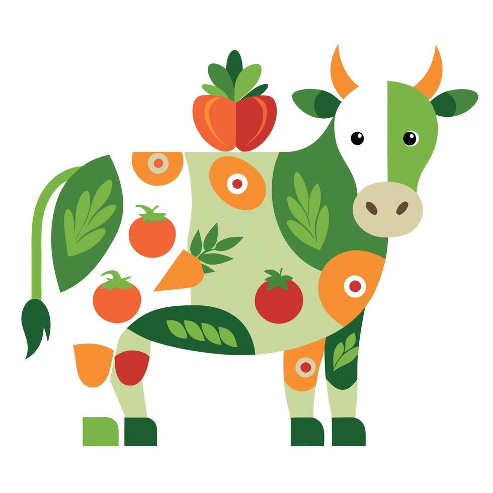 Cowmade of vegetables vector